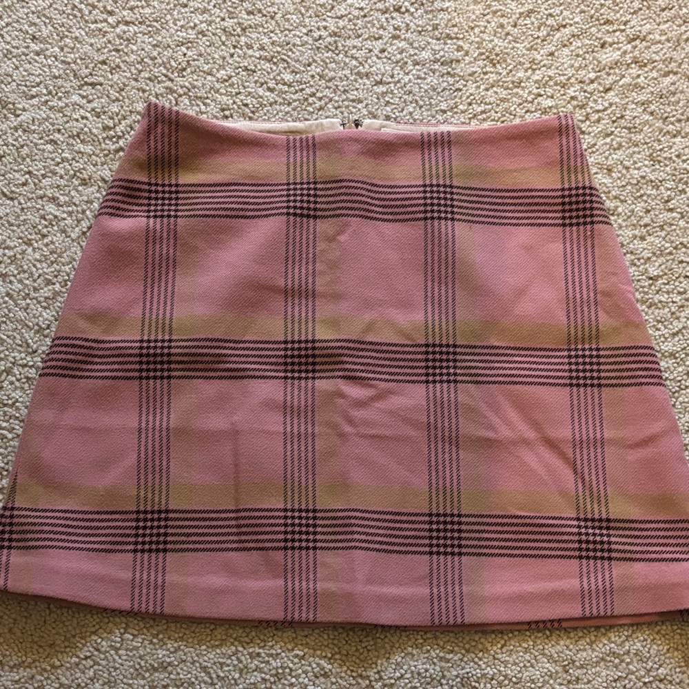 aritzia wilfred pink plaid skirt size 4